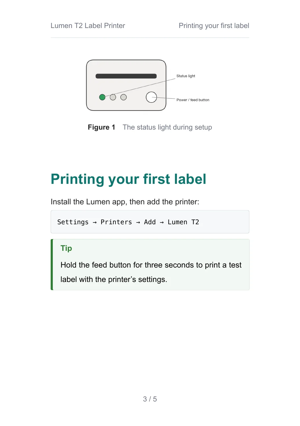 Lumen T2 Label Printer — 3