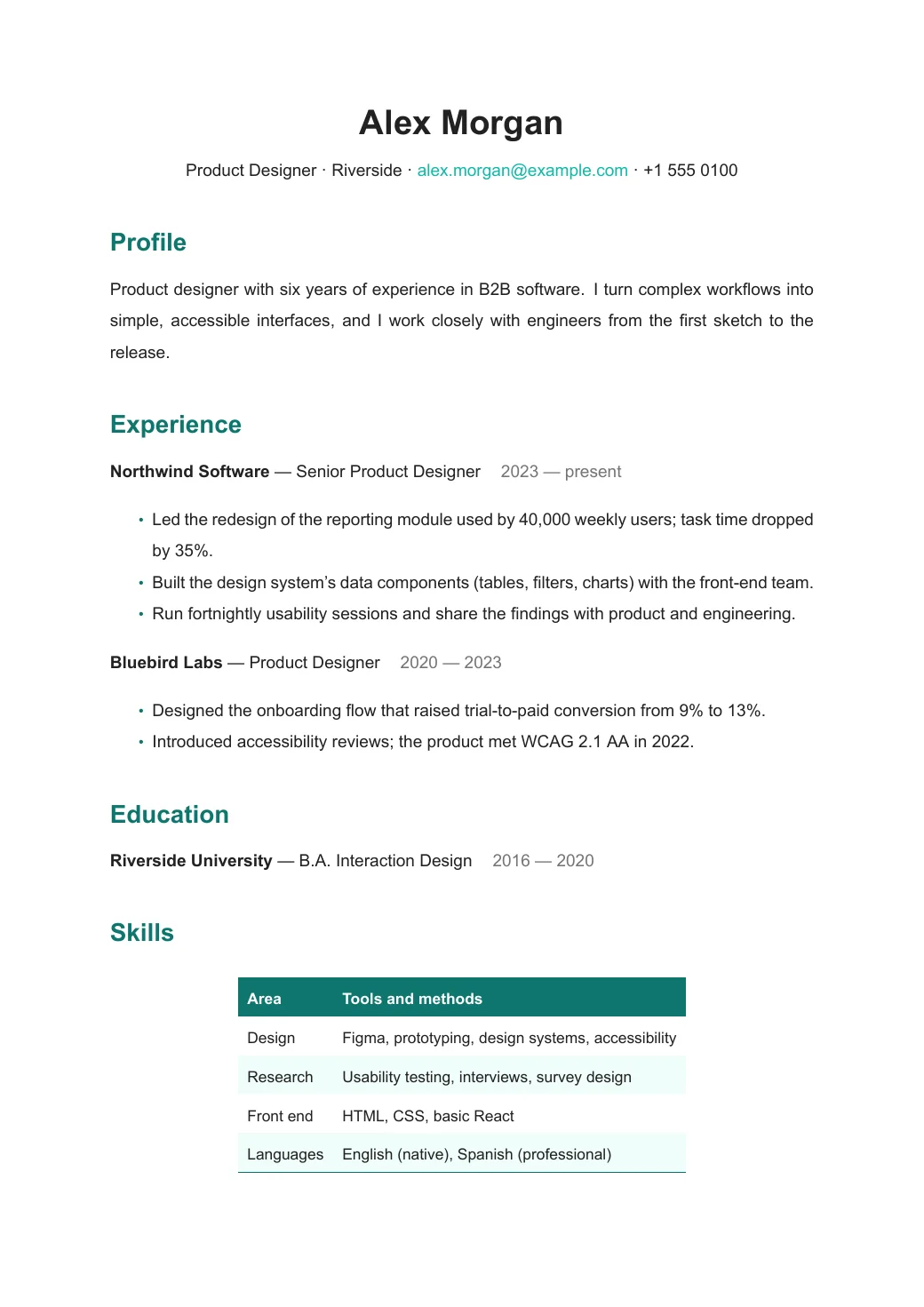 Resume (Alex Morgan) — 1