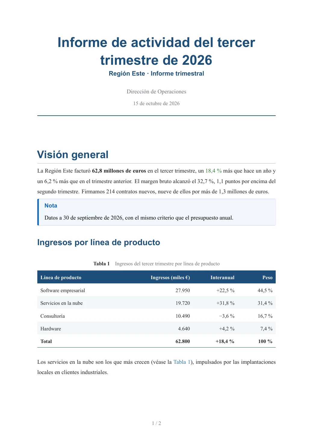 Informe de actividad del tercer trimestre de 2026 — 1